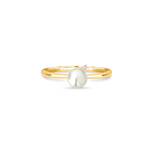 Anel Versailles em ouro 18k com uma Pérola e Diamante