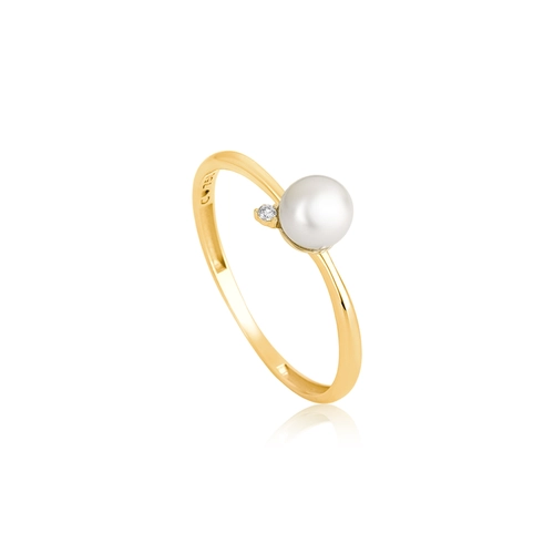 Anel Versailles em ouro 18k com uma Pérola e Diamante