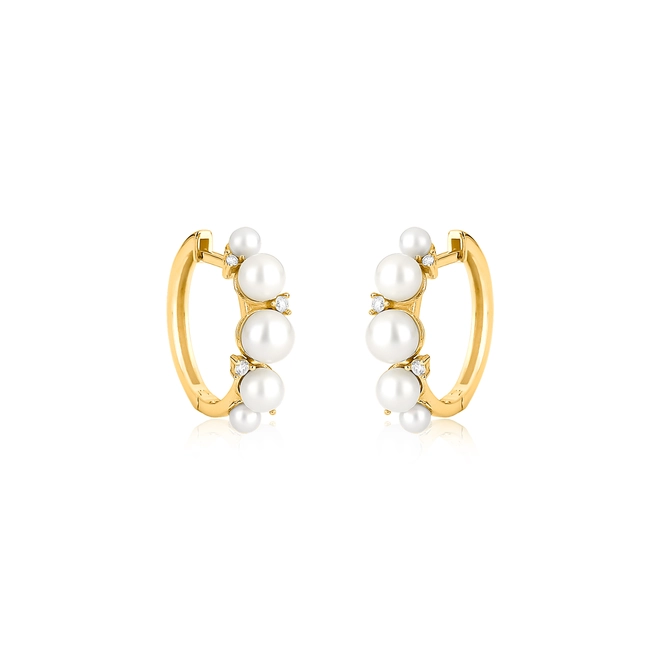 Brinco Versailles argola click ouro 18k com Pérolas e Diamantes 1