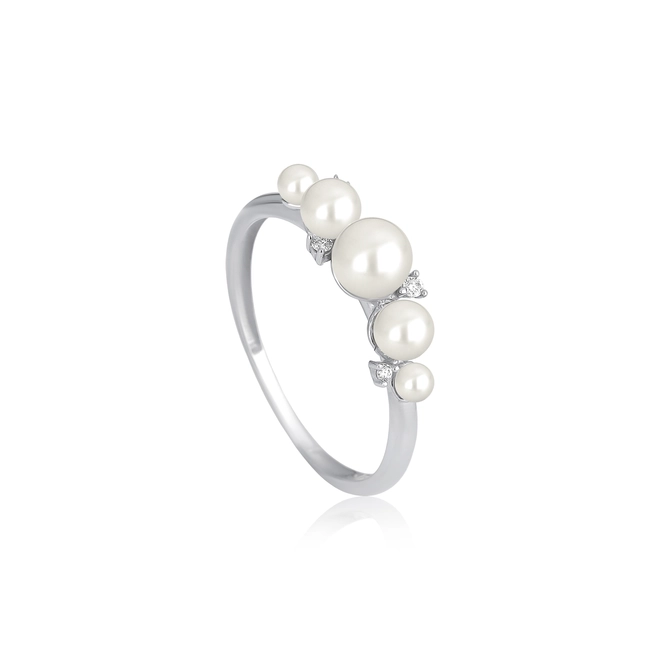 Anel Versailles aparador em ouro branco 18k com Pérolas e Diamantes 1