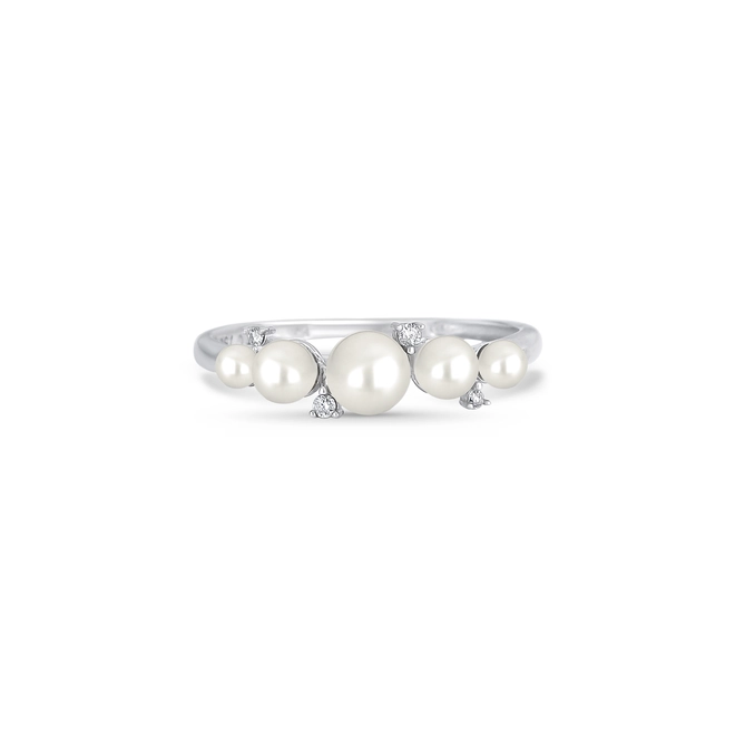 Anel Versailles aparador em ouro branco 18k com Pérolas e Diamantes 2