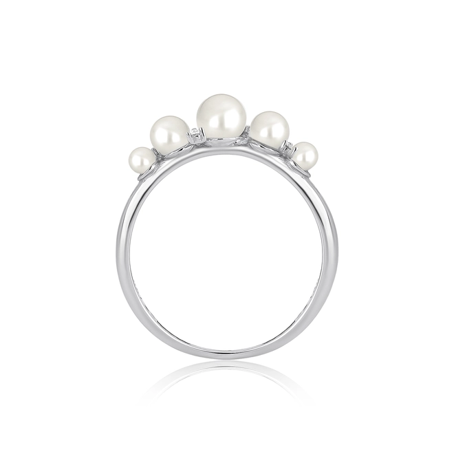 Anel Versailles aparador em ouro branco 18k com Pérolas e Diamantes 3
