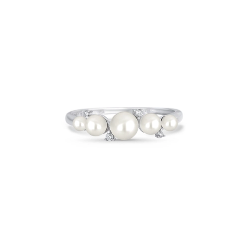Anel Versailles aparador em ouro branco 18k com Pérolas e Diamantes