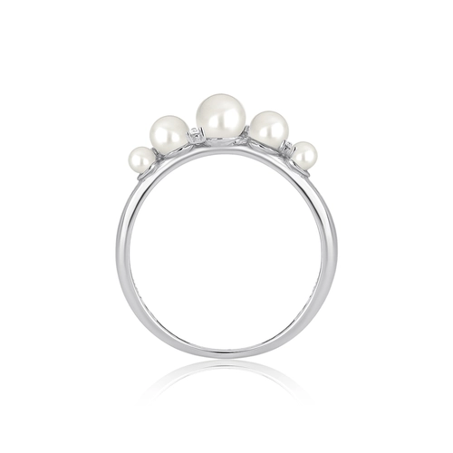 Anel Versailles aparador em ouro branco 18k com Pérolas e Diamantes