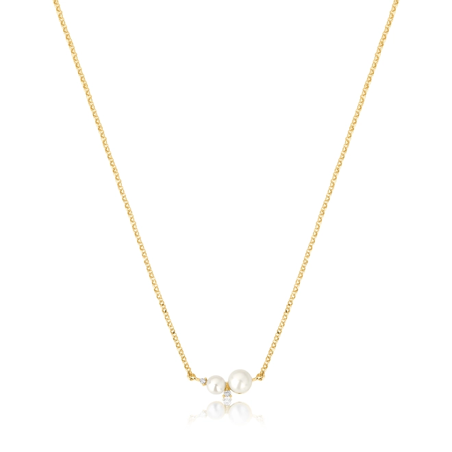 Gargantilha Versailles corrente ouro 18k com 2 Pérolas e Diamantes 1