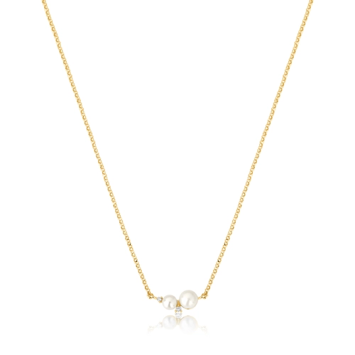 Gargantilha Versailles corrente ouro 18k com 2 Pérolas e Diamantes
