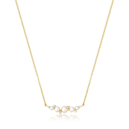Gargantilha Versailles corrente ouro 18k com 5 Pérolas e Diamantes