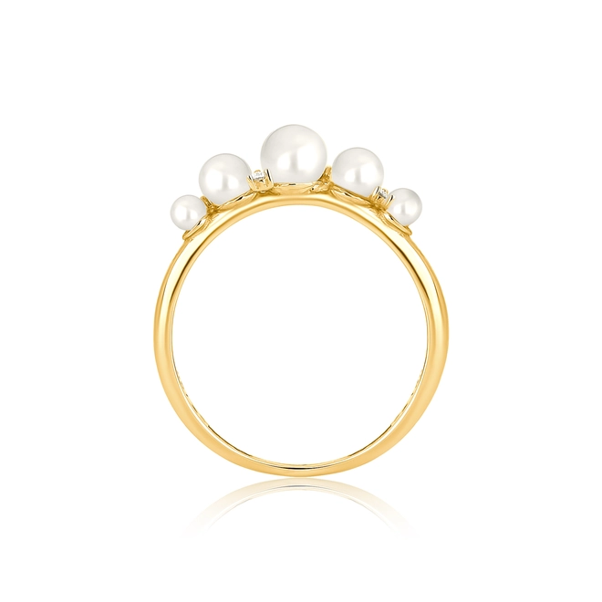 Anel Versailles aparador em ouro 18k com 5 Pérolas e Diamantes 3