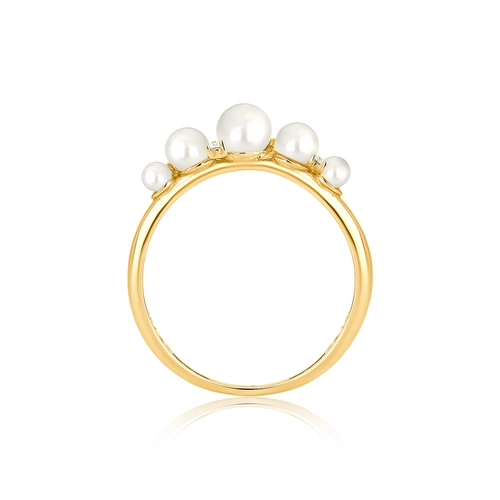 Anel Versailles aparador em ouro 18k com 5 Pérolas e Diamantes