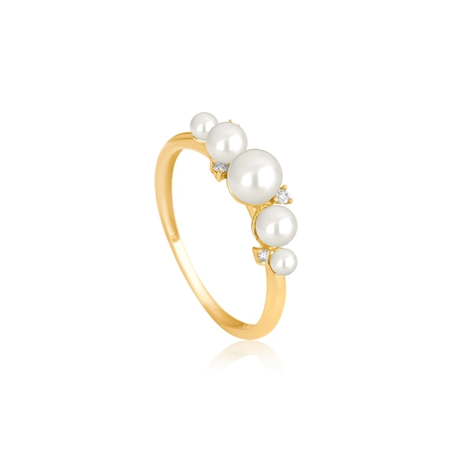 Anel Versailles aparador em ouro 18k com 5 Pérolas e Diamantes