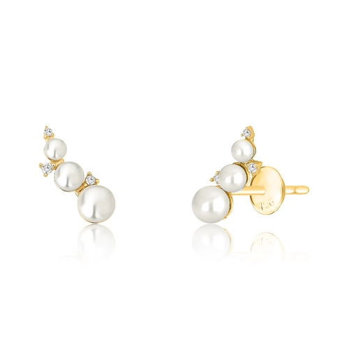 Brinco Versailles ear cuff ouro branco 18k com Pérolas e Diamantes