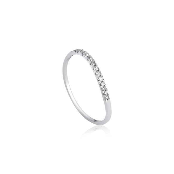 Anel Way aparador em ouro branco 18k linhas delicadas com 9pts de Diamantes 1