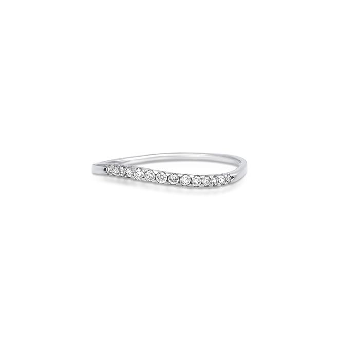 Anel Way aparador em ouro branco 18k linhas delicadas com 9pts de Diamantes 2