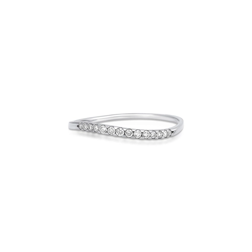 Anel Way aparador em ouro branco 18k linhas delicadas com 9pts de Diamantes