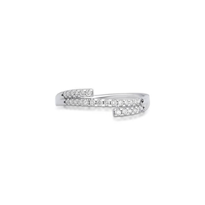 Anel Way em ouro branco 18k linhas delicadas com 15pts de Diamantes 2