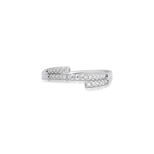 Anel Way em ouro branco 18k linhas delicadas com 15pts de Diamantes