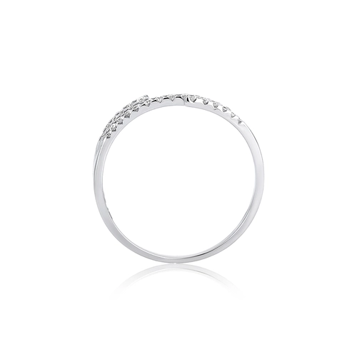 Anel Way em ouro branco 18k linhas delicadas com 15pts de Diamantes