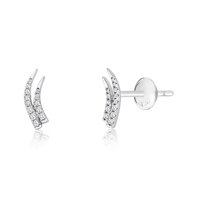 Brinco Way Ear cuff em ouro branco 18k linhas delicadas com Diamantes 1