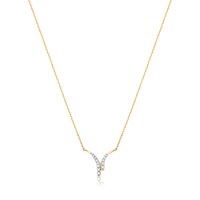 Gargantilha Way em ouro 18k linhas delicadas com 8pts de Diamantes 1