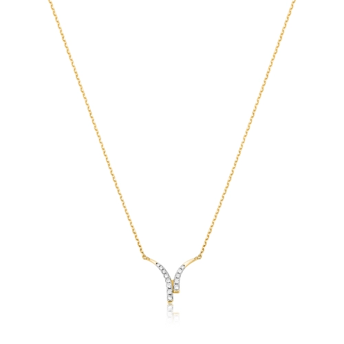 Gargantilha Way em ouro 18k linhas delicadas com 8pts de Diamantes