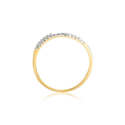 Anel Way em ouro 18k três linha delicada com 15pts de Diamantes