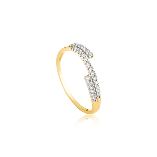 Anel Way em ouro 18k três linha delicada com 15pts de Diamantes