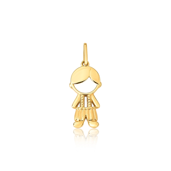 Pingente Filhos menino ouro 18k vazado texturizado 1