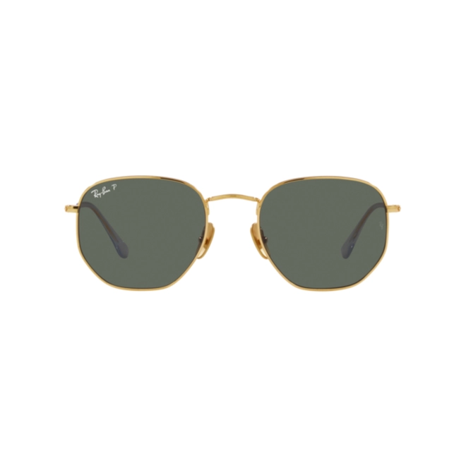 Óculos de Sol Ray-Ban Hexagonal 0RB8148 92165851 Titânio Dourado com lentes na cor Verde Polarizado 2