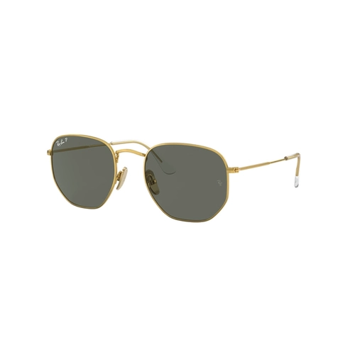 Óculos de Sol Ray-Ban Hexagonal 0RB8148 92165851 Titânio Dourado com lentes na cor Verde Polarizado
