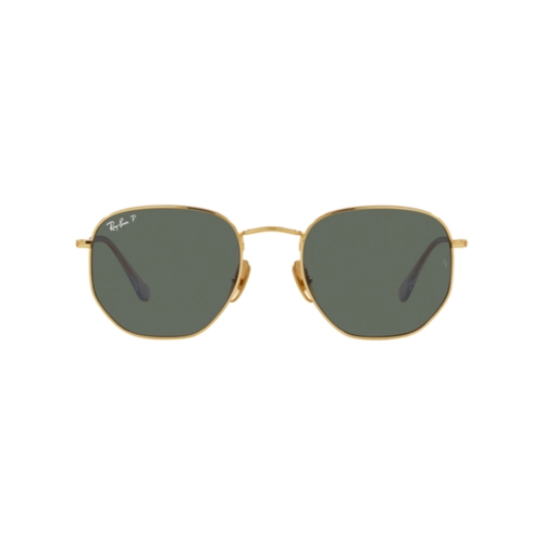 Óculos de Sol Ray-Ban Hexagonal 0RB8148 92165851 Titânio Dourado com lentes na cor Verde Polarizado