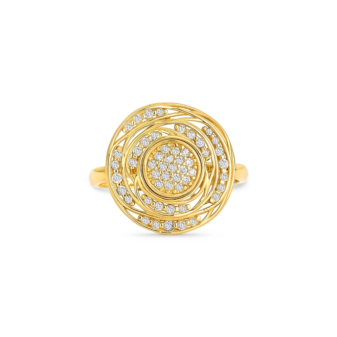 Anel Nido Diamonds redondo fios ouro 18k ninho com 25pts de Diamantes 2
