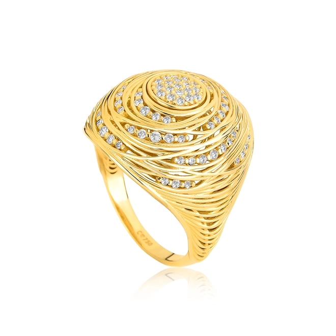 Anel Nido Diamonds ninho esférico de fios em ouro 18k com 42pts de Diamantes 1