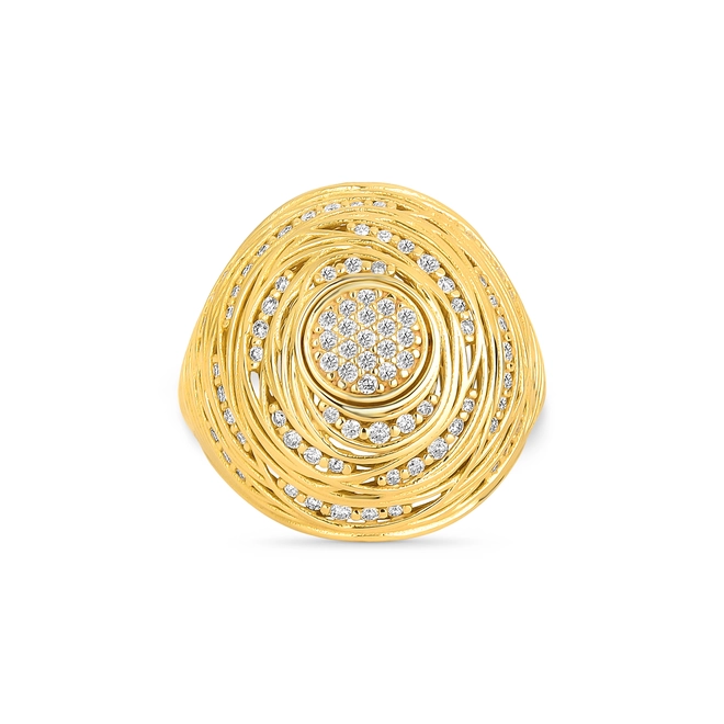 Anel Nido Diamonds ninho esférico de fios em ouro 18k com 42pts de Diamantes 2