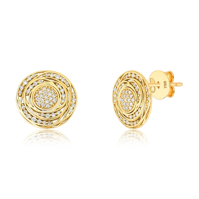 Brinco Nido Diamonds Stud redondo ouro 18k ninhos que envolvem Diamantes 1