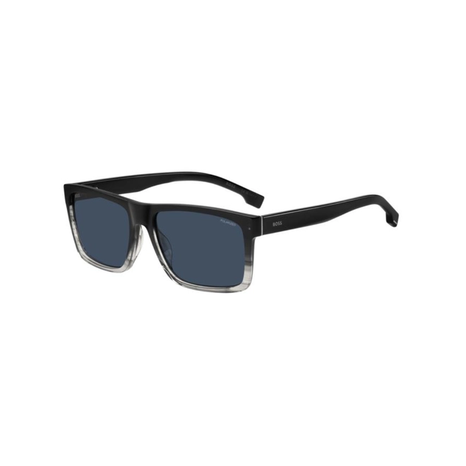 Óculos de Sol Hugo BOSS 1760/G/S EDM 59C3 S Acetato Preto e Cinza com lentes na cor Azul Polarizado 1