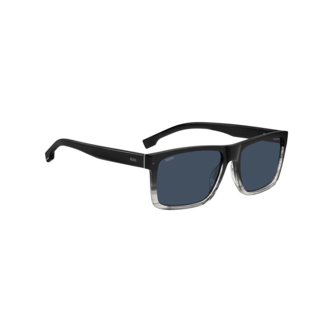 Óculos de Sol Hugo BOSS 1760/G/S EDM 59C3 S Acetato Preto e Cinza com lentes na cor Azul Polarizado 3