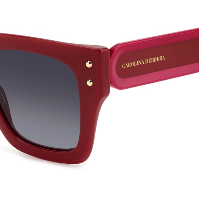 Óculos de Sol Carolina Herrera HER 0255/S C9A 519O S Acetato Vermelho com lentes na cor Cinza Degradê 4