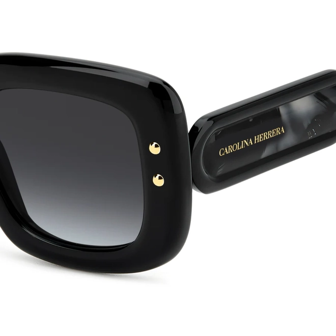 Óculos de Sol Carolina Herrera HER 0313/S 807 499O S Acetato Preto com lentes na cor Cinza Degradê 5