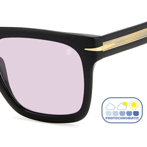 Óculos de Sol David Beckham DB 7000/S FLAT 807 54KE S Acetato Preto com lentes na cor Violeta Degradê