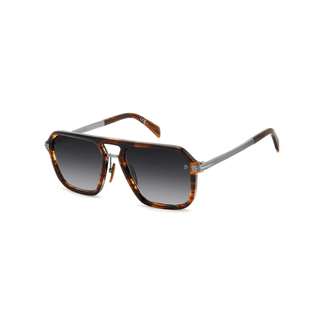 Óculos de Sol David Beckham DB 7136/S 6C5 569O S Acetato Marrom Mesclado com lentes na cor Cinza Degradê 1