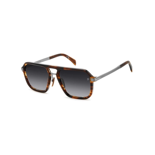Óculos de Sol David Beckham DB 7136/S 6C5 569O S Acetato Marrom Mesclado com lentes na cor Cinza Degradê
