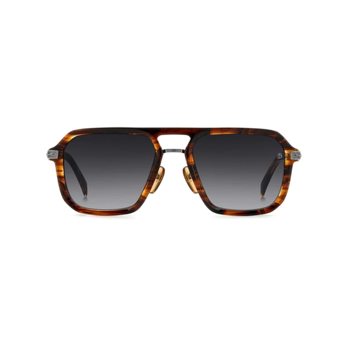 Óculos de Sol David Beckham DB 7136/S 6C5 569O S Acetato Marrom Mesclado com lentes na cor Cinza Degradê