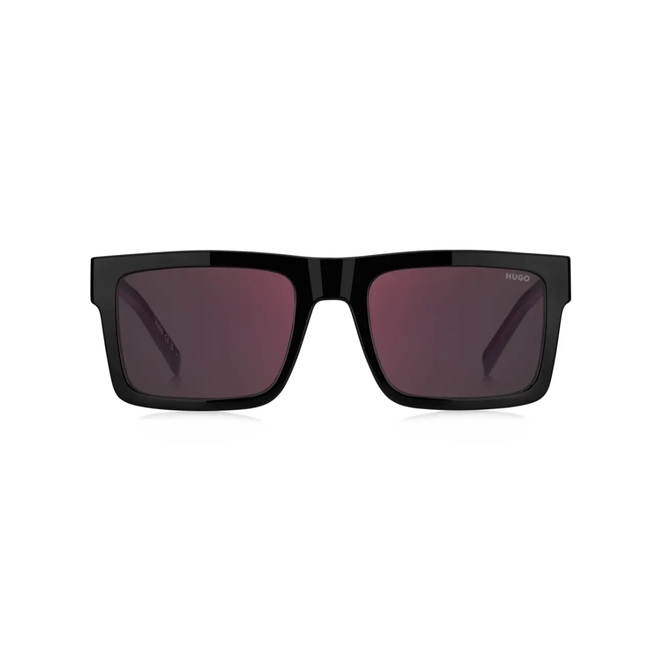Óculos de Sol Hugo Boss HG 1314/S 807 55AO S Acetato Preto com lentes na cor Vermelho Espelhado 2