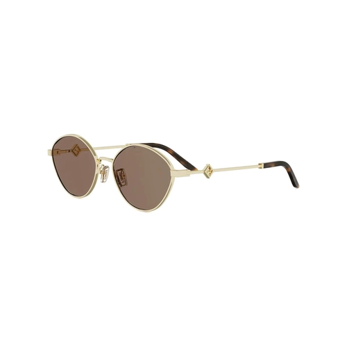Óculos de Sol Fendi FE40217U_5530E Metal Dourado com lentes na cor Marrom
