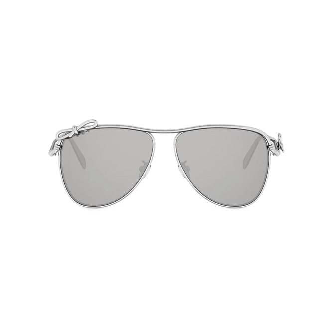 Óculos de Sol Christian Dior Dior Bow A1U CD40282U_5616C Metal Prateado com lentes na cor Cinza 2