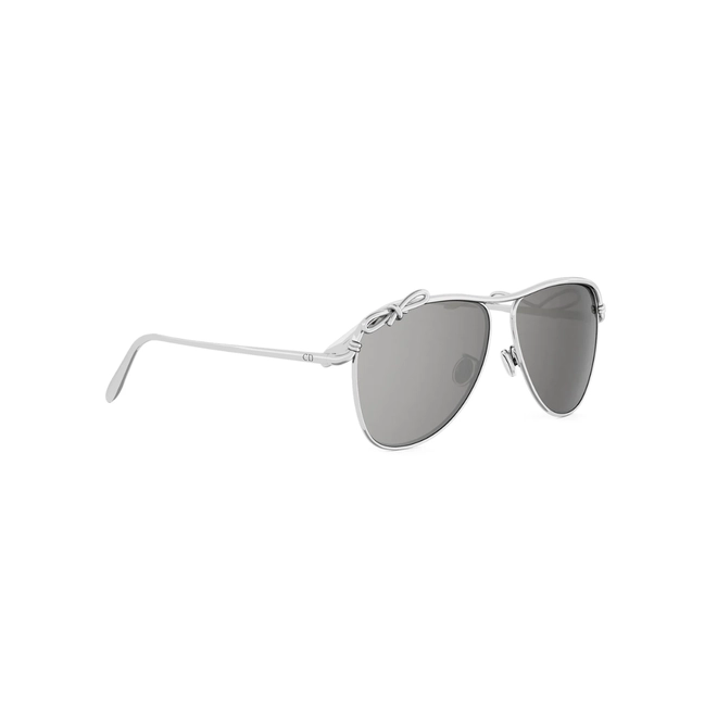 Óculos de Sol Christian Dior Dior Bow A1U CD40282U_5616C Metal Prateado com lentes na cor Cinza 3