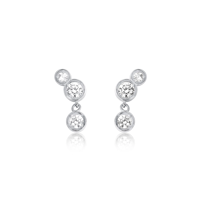 Brinco Bubble prata 925 módulos circulares bolhas de Zircônias brancas 1