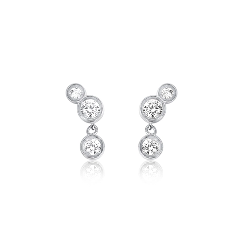 Brinco Bubble prata 925 módulos circulares bolhas de Zircônias brancas