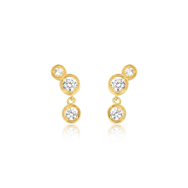 Brinco Bubble em prata 925 dourada módulos com bolhas de Zircônias brancas 1