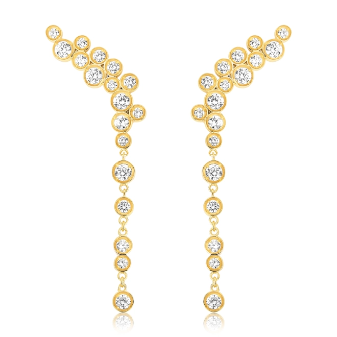 Brinco Bubble Ear cuff com pingente em prata 925 dourada módulos com bolhas de Zircônias 1